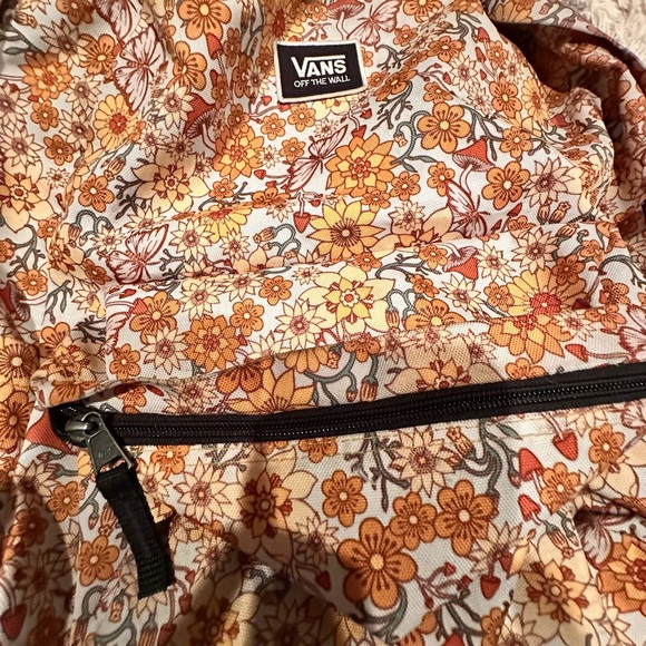 Vans Floral Backpack with Orange and Brown Design. Fall backpack. - Picture 2 of 6